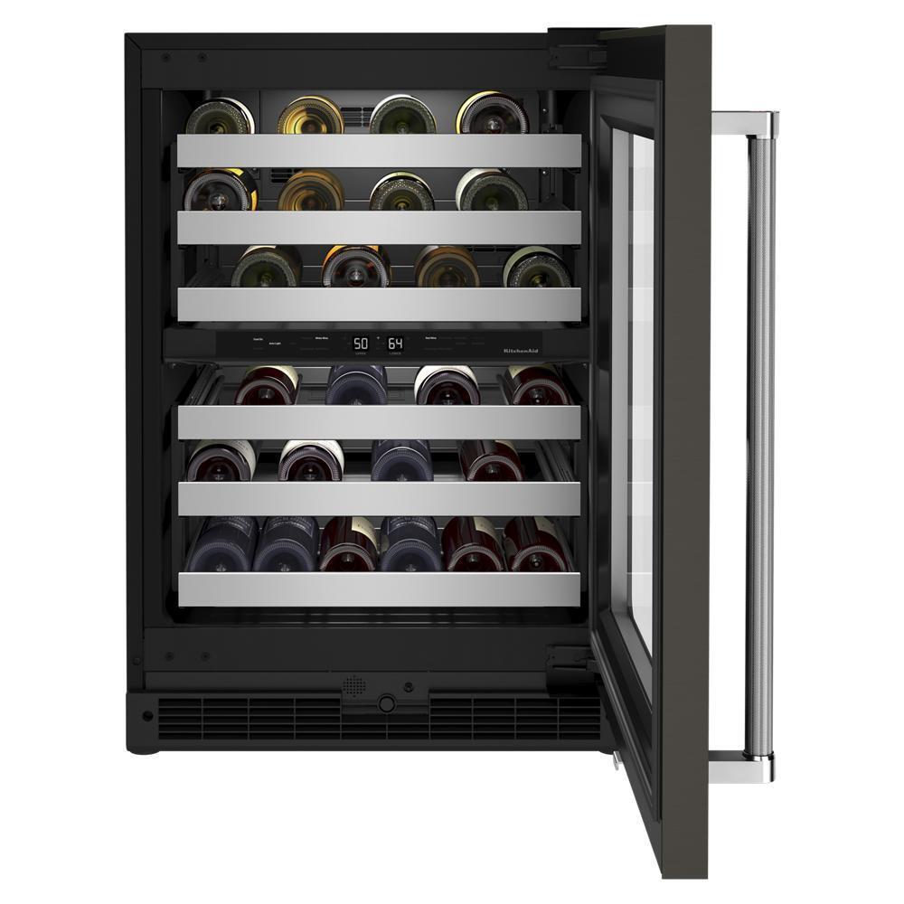 Kitchenaid KUWR314KBS 24" Undercounter Wine Cellar with Glass Door and Metal-Front Racks