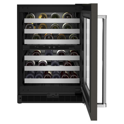 Kitchenaid KUWR314KBS 24" Undercounter Wine Cellar with Glass Door and Metal-Front Racks