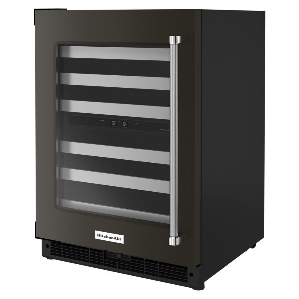Kitchenaid KUWL314KBS 24" Undercounter Wine Cellar with Glass Door and Metal-Front Racks