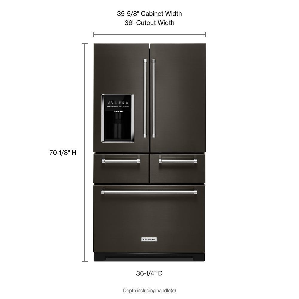 Kitchenaid KRMF706EBS 25.8 Cu. Ft. 36" Multi-Door Freestanding Refrigerator with Platinum Interior Design and PrintShield™ Finish