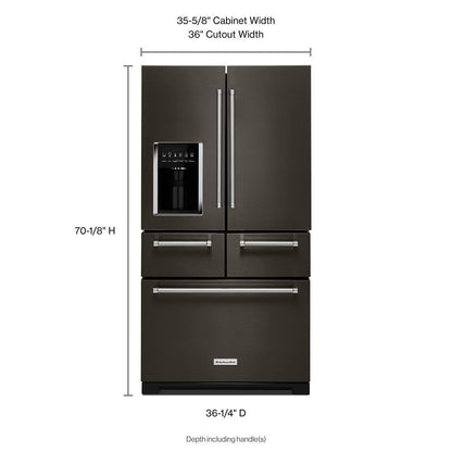 Kitchenaid KRMF706EBS 25.8 Cu. Ft. 36" Multi-Door Freestanding Refrigerator with Platinum Interior Design and PrintShield™ Finish