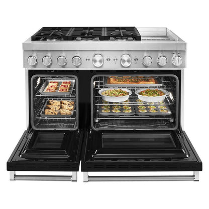 KFDC558JBK KitchenAid® 48'' Smart Commercial-Style Dual Fuel Range with Griddle
