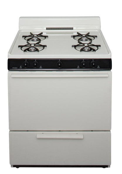 Premier BFK100TP 30 in. Freestanding Battery-Generated Spark Ignition Gas Range in Biscuit
