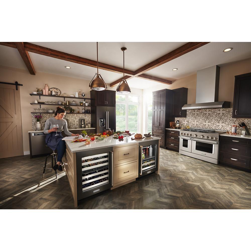 Kitchenaid KUWL314KBS 24" Undercounter Wine Cellar with Glass Door and Metal-Front Racks