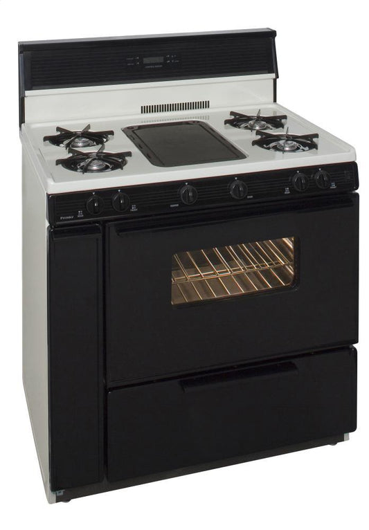 Premier SLK849TP 36 in. Freestanding Gas Range with 5th Burner and Griddle Package in Biscuit