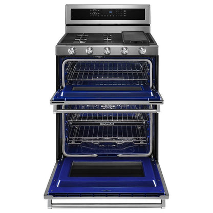 Kitchenaid KFDD500ESS 30-Inch 5 Burner Dual Fuel Double Oven Convection Range