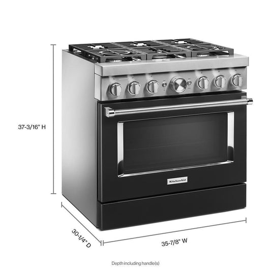 KFDC506JBK KitchenAid® 36'' Smart Commercial-Style Dual Fuel Range with 6 Burners