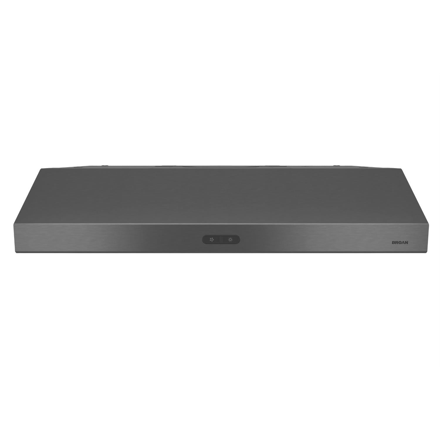 Broan® Glacier 36-Inch Convertible Under-Cabinet Range Hood, 375 Max Blower CFM, Black Stainless Steel