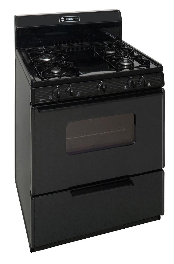 Premier 30 in. Freestanding Sealed Burner Spark Ignition Gas Range in Black