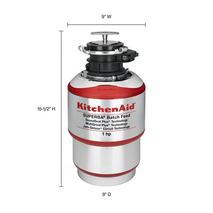 Kitchenaid KBDS100T 1-Horsepower Batch Feed Food Waste Disposer