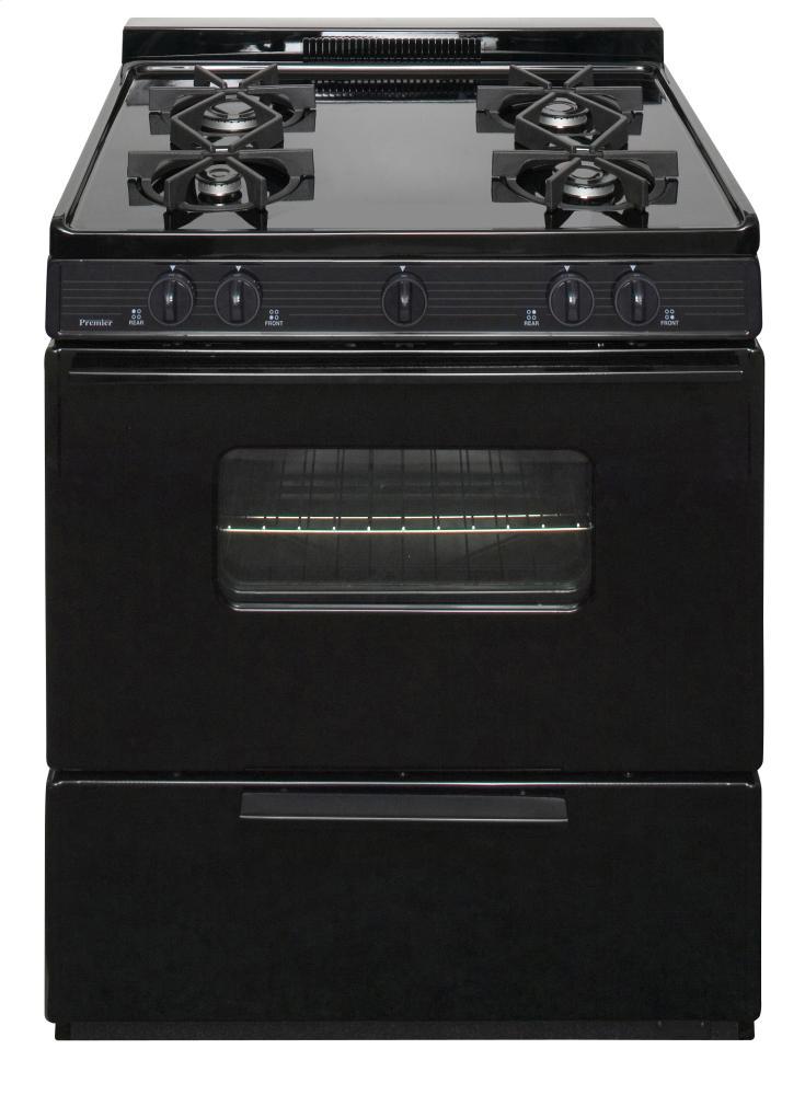 Premier BMK5X0BP 30 in. Freestanding Battery-Generated Spark Ignition Gas Range in Black