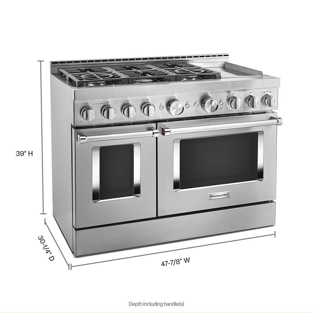 KFGC558JSS KitchenAid® 48'' Smart Commercial-Style Gas Range with Griddle