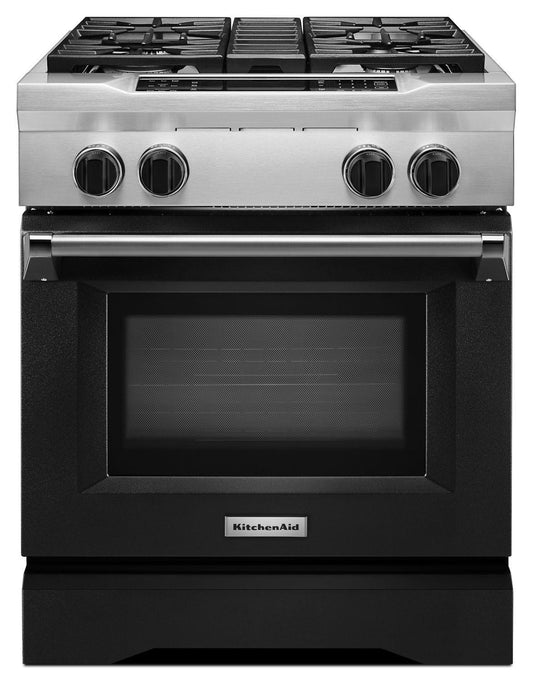 Kitchenaid KDRS407VBK 30'' 4-Burner Dual Fuel Freestanding Range, Commercial-Style Imperial Black