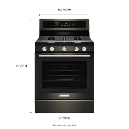 Kitchenaid KFGG500EBS 30-Inch 5-Burner Gas Convection Range