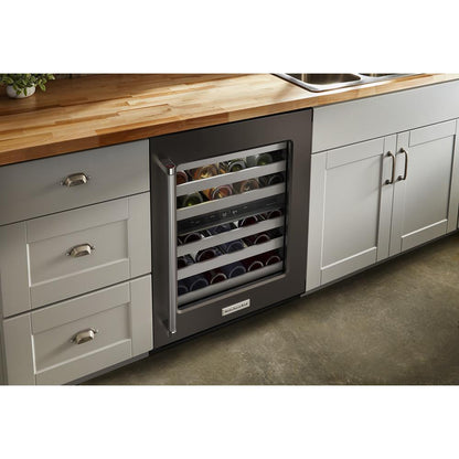 Kitchenaid KUWR314KBS 24" Undercounter Wine Cellar with Glass Door and Metal-Front Racks