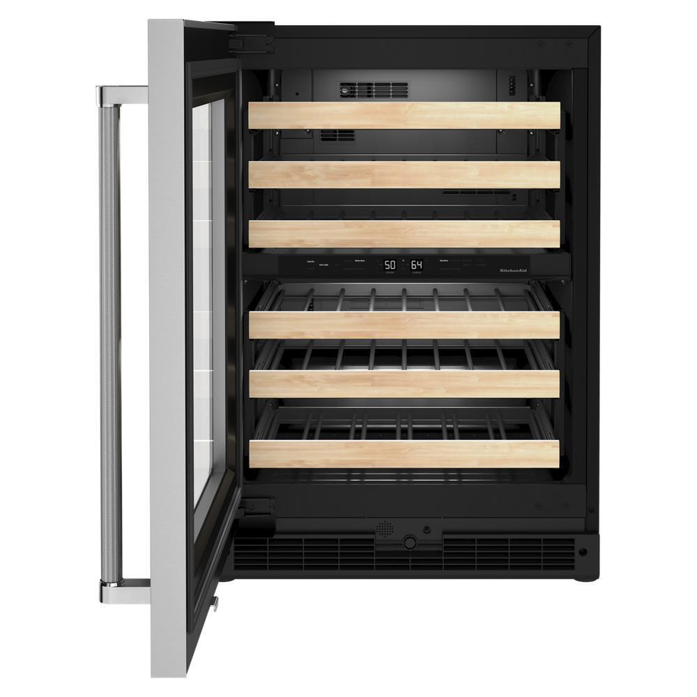 Kitchenaid KUWL214KSB 24" Undercounter Wine Cellar with Glass Door and Wood-Front Racks