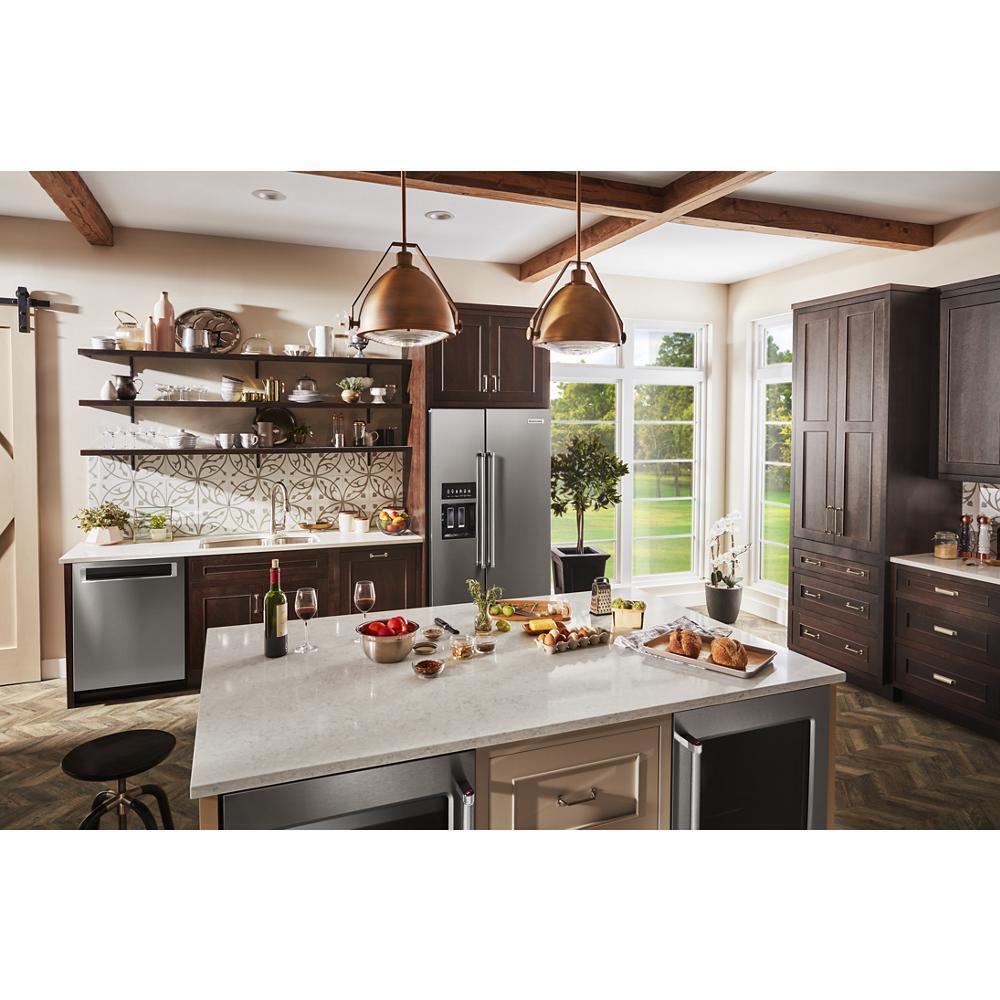 Kitchenaid KRSC703HPS 22.6 cu ft. Counter-Depth Side-by-Side Refrigerator with Exterior Ice and Water and PrintShield™ finish