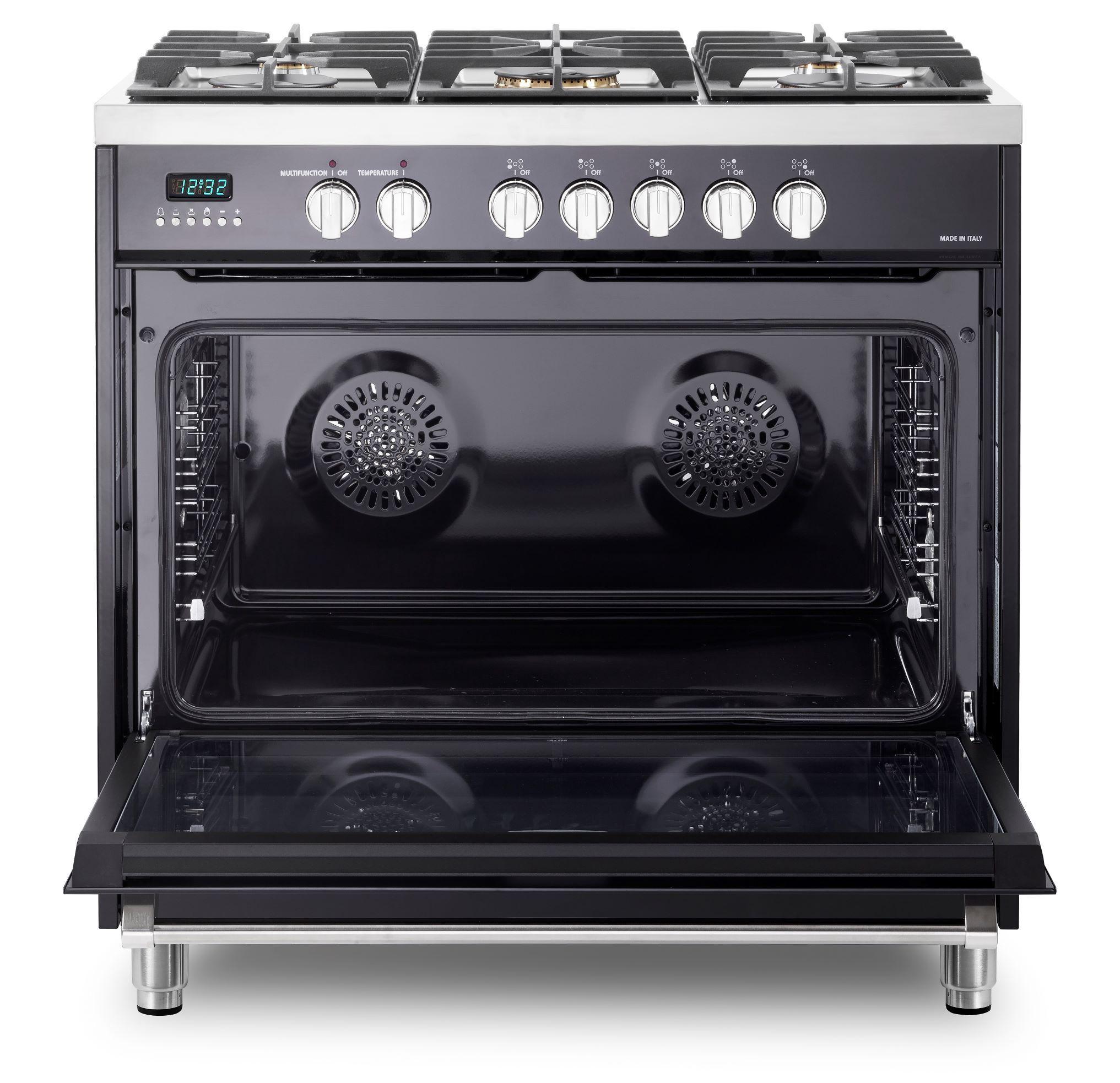 Designer 36" Dual Fuel Single Oven Range - Gloss Black