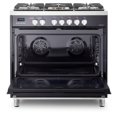 Verona VDFSGE365GB Designer 36" Dual Fuel Single Oven Range - Gloss Black