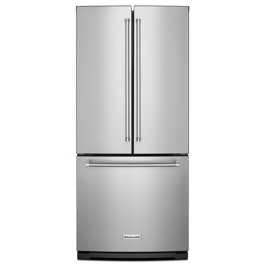 Kitchenaid KRFF300ESS 20 cu. Ft. 30-Inch Width Standard Depth French Door Refrigerator with Interior Dispense