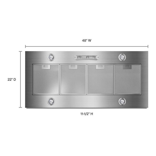 Whirlpool UVL6048JSS 48" 585 or 1170 CFM Motor Class Custom Hood Liner