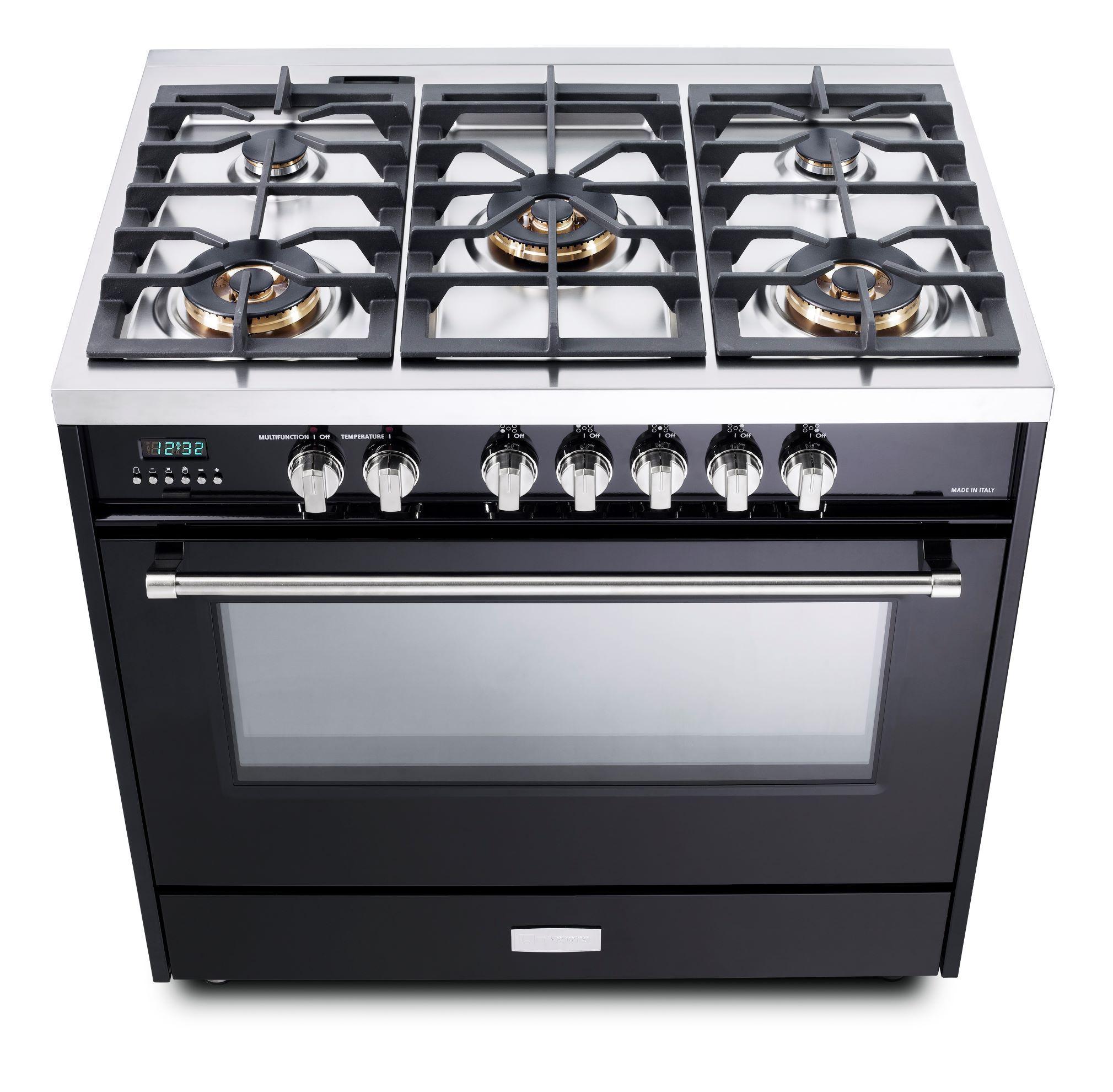 Designer 36" Dual Fuel Single Oven Range - Gloss Black