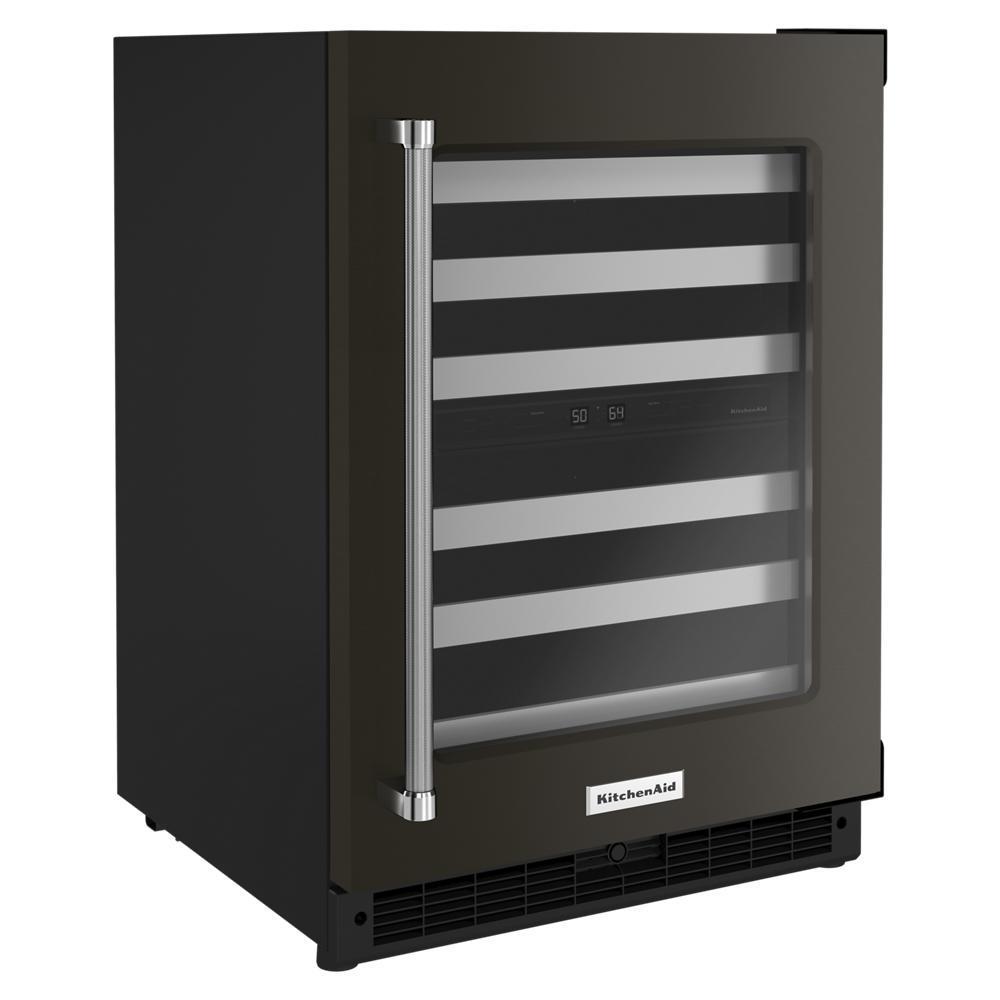 Kitchenaid KUWR314KBS 24" Undercounter Wine Cellar with Glass Door and Metal-Front Racks