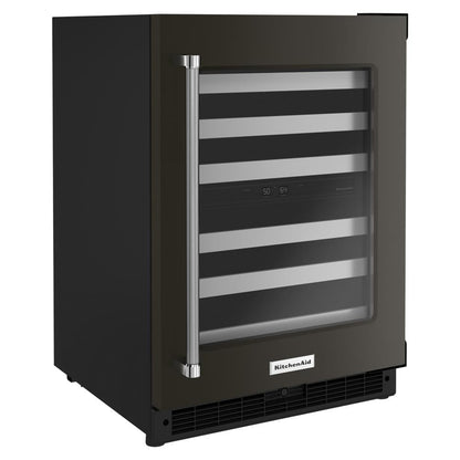 Kitchenaid KUWR314KBS 24" Undercounter Wine Cellar with Glass Door and Metal-Front Racks