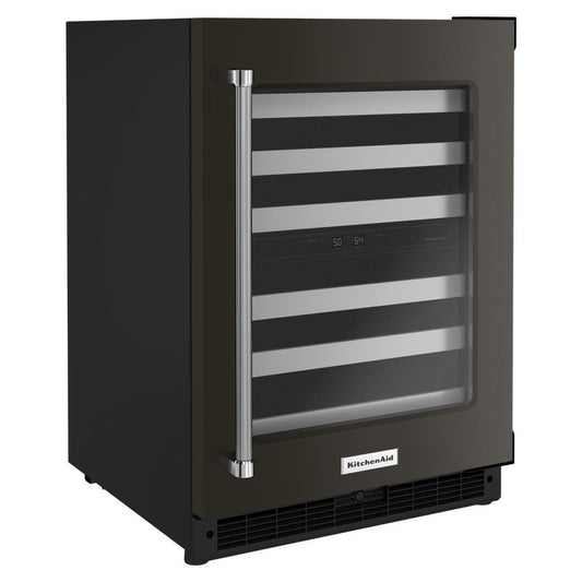 Kitchenaid KUWR314KBS 24" Undercounter Wine Cellar with Glass Door and Metal-Front Racks
