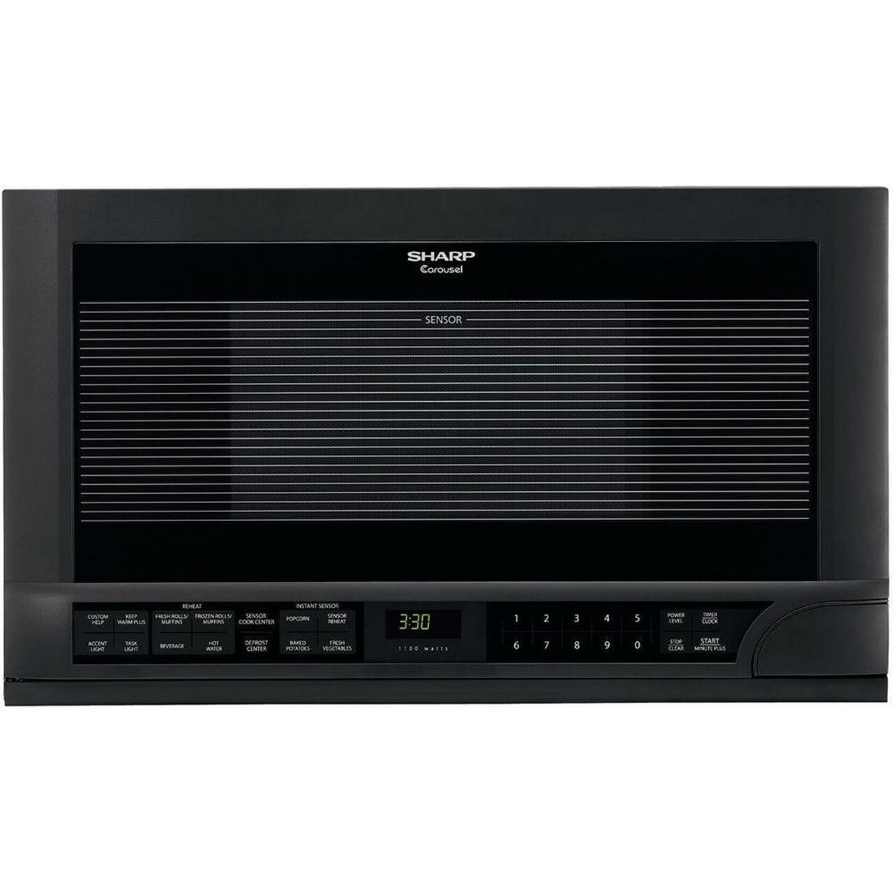Sharp 1.5 cu. ft. 1100W Black Sharp Over-the-Counter Carousel Microwave Oven