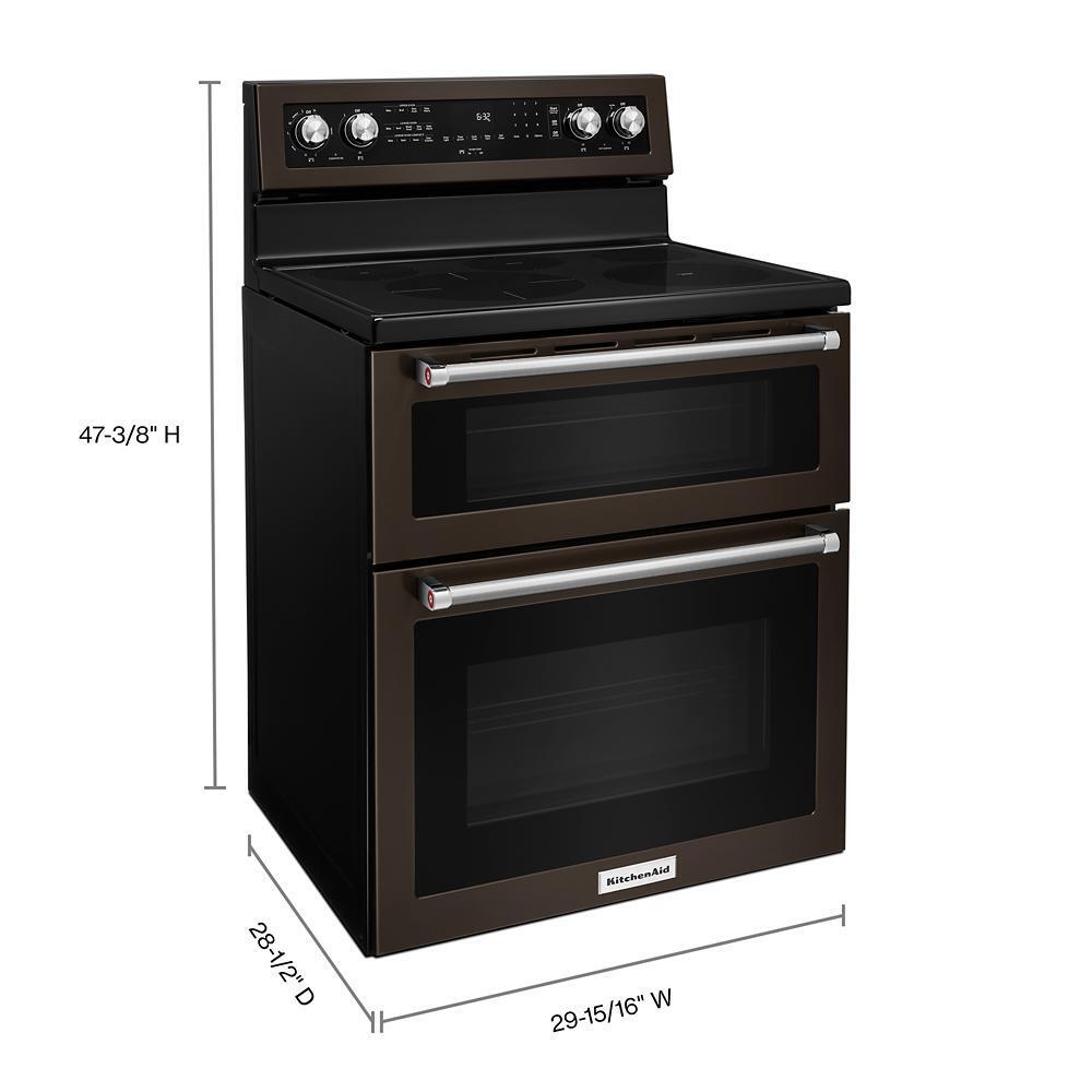 Kitchenaid KFED500EBS 30-Inch 5 Burner Electric Double Oven Convection Range