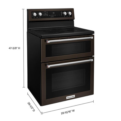 Kitchenaid KFED500EBS 30-Inch 5 Burner Electric Double Oven Convection Range