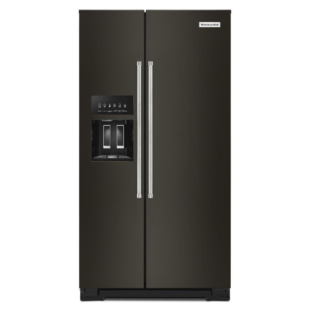 Kitchenaid KRSC700HBS 19.9 cu ft. Counter-Depth Side-by-Side Refrigerator with Exterior Ice and Water and PrintShield™ finish