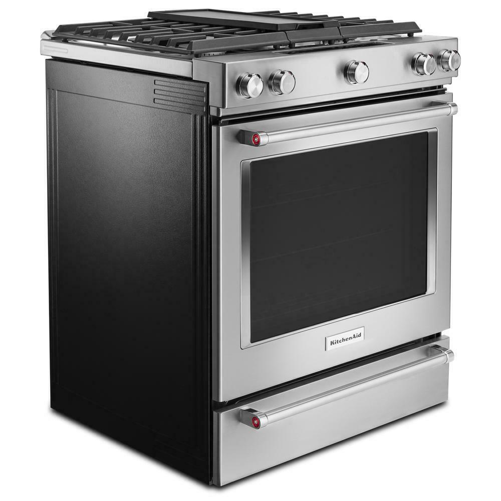 Kitchenaid KSDB900ESS 30-Inch 5-Burner Dual Fuel Convection Slide-In Range with Baking Drawer