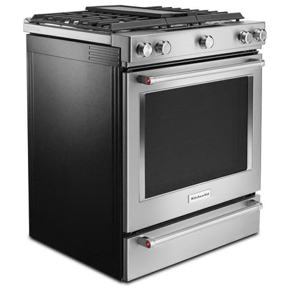 Kitchenaid KSDB900ESS 30-Inch 5-Burner Dual Fuel Convection Slide-In Range with Baking Drawer