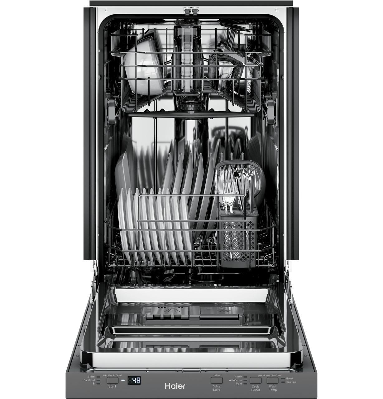 Haier 18" Stainless Steel Interior Dishwasher with Sanitize Cycle