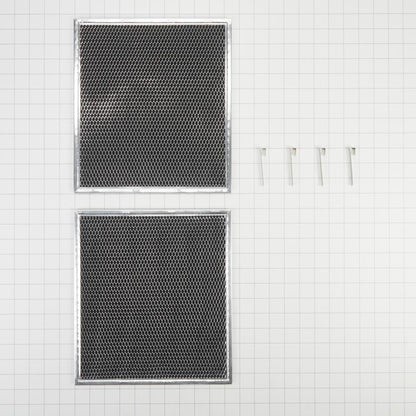 Whirlpool W10905733 Range Hood Charcoal Filter, Silver, with (2) 16 1/2" X 11 1/2" filters, and 4 spring clips