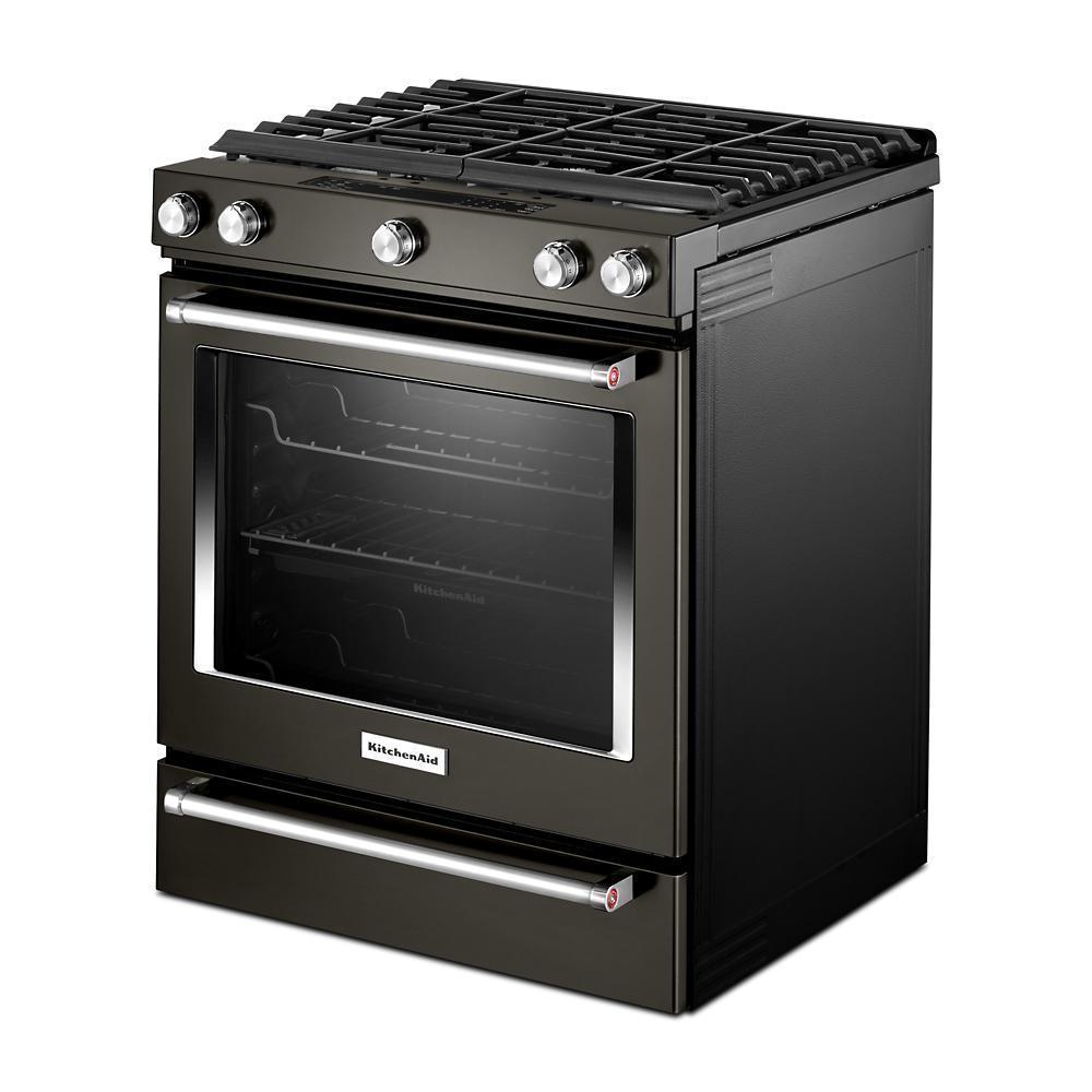 Kitchenaid KSGG700EBS 30-Inch 5-Burner Gas Slide-In Convection Range