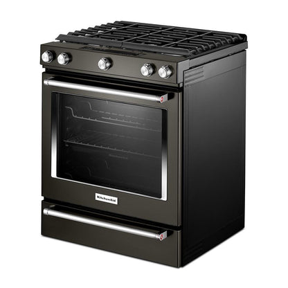 Kitchenaid KSGG700EBS 30-Inch 5-Burner Gas Slide-In Convection Range