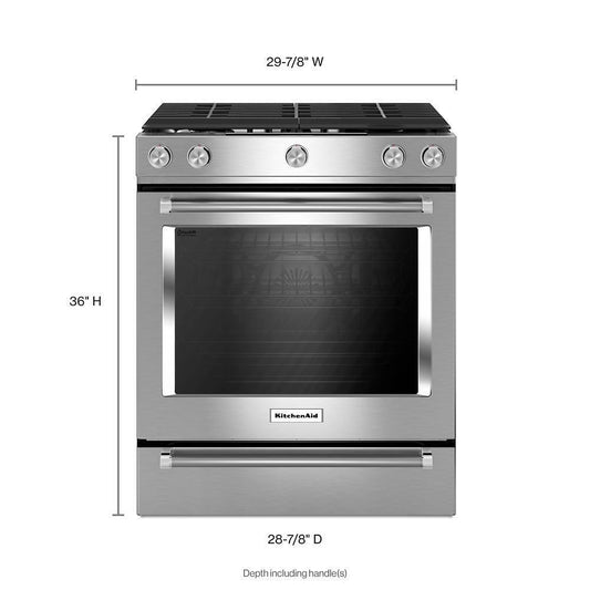 Kitchenaid KSGG700ESS 30-Inch 5-Burner Gas Slide-In Convection Range