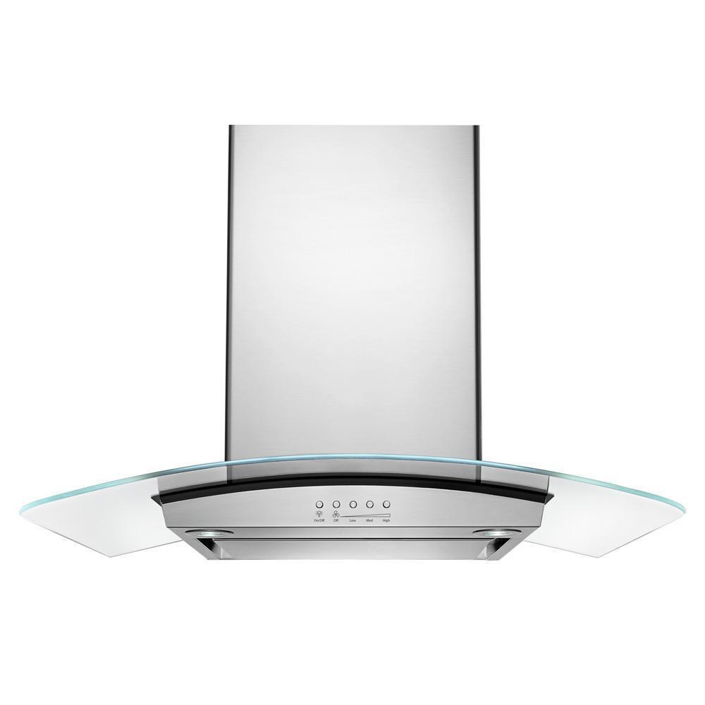 Whirlpool WVI75UC6DS 36" Modern Glass Island Mount Range Hood