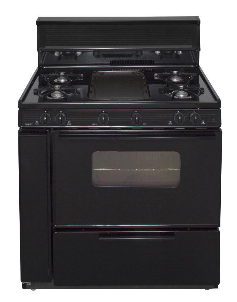 Premier 36 in. Freestanding Battery-Generated Spark Ignition Gas Range in Black