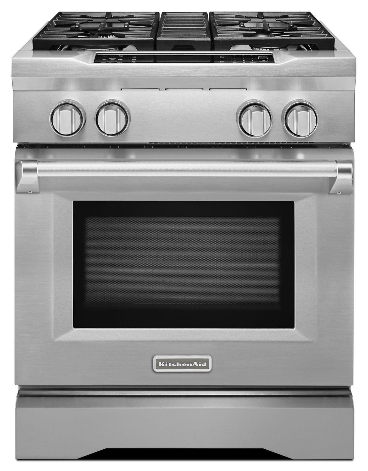 Kitchenaid 30'' 4-Burner Dual Fuel Freestanding Range, Commercial-Style Stainless Steel
