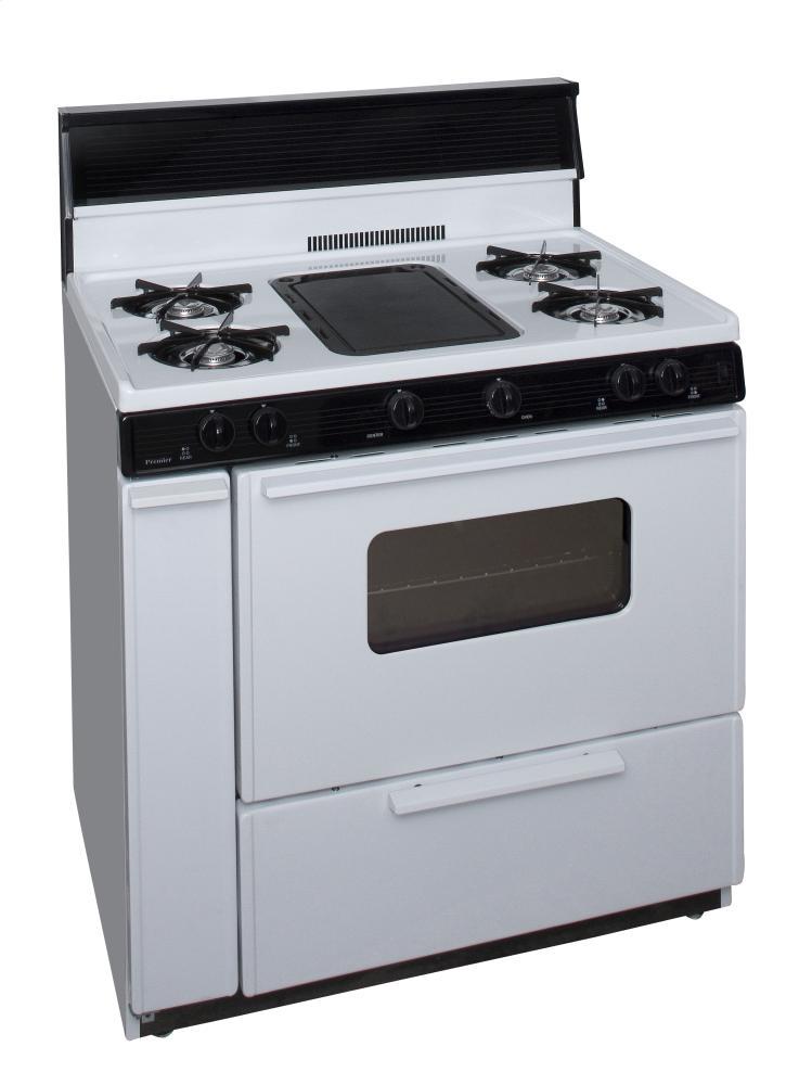 Premier BLK5S9WP 36 in. Freestanding Battery-Generated Spark Ignition Gas Range in White