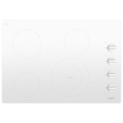 Whirlpool WCE55US0HW 30-inch Electric Ceramic Glass Cooktop with Dual Radiant Element