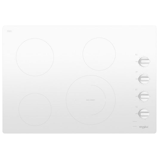 Whirlpool WCE55US0HW 30-inch Electric Ceramic Glass Cooktop with Dual Radiant Element