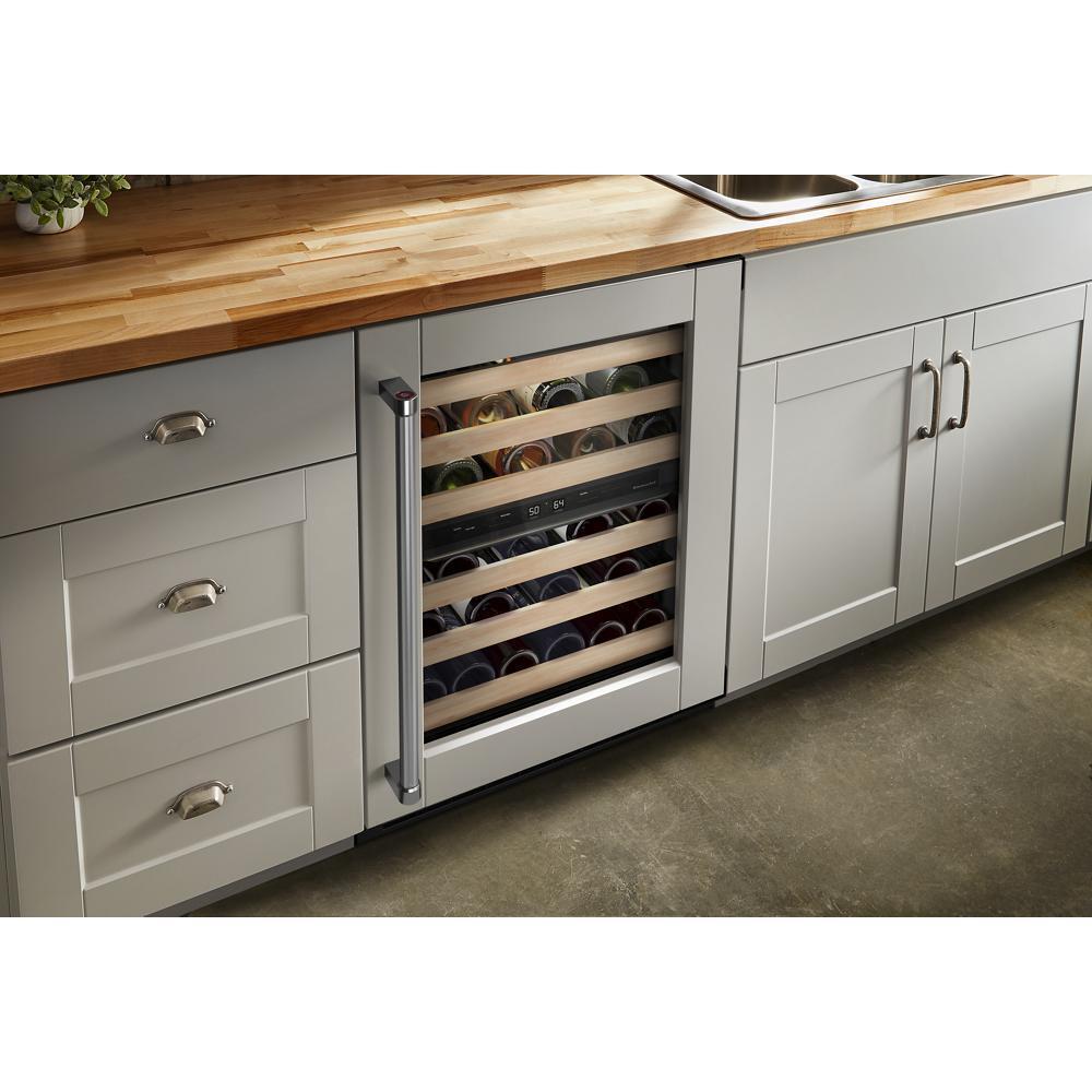 Kitchenaid KUWR214KPA 24" Panel-Ready Undercounter Wine Cellar with Wood-Front Racks