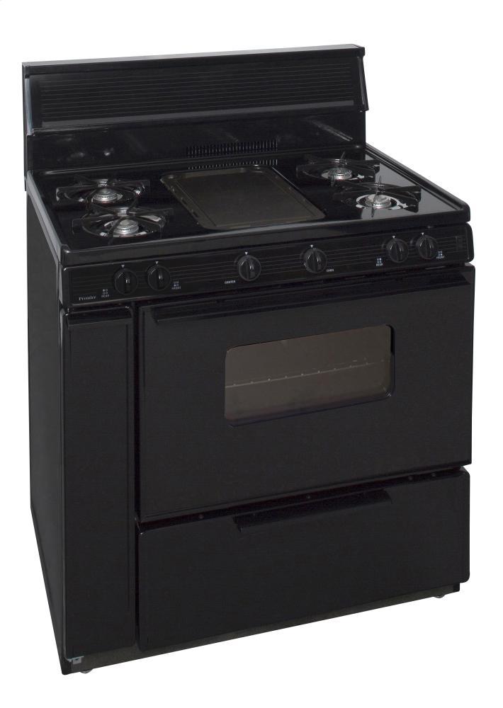 Premier BLK5S9BP 36 in. Freestanding Battery-Generated Spark Ignition Gas Range in Black