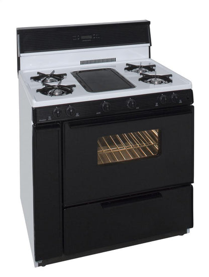 Premier SLK849WP0 36 in. Freestanding Gas Range with 5th Burner and Griddle Package in White
