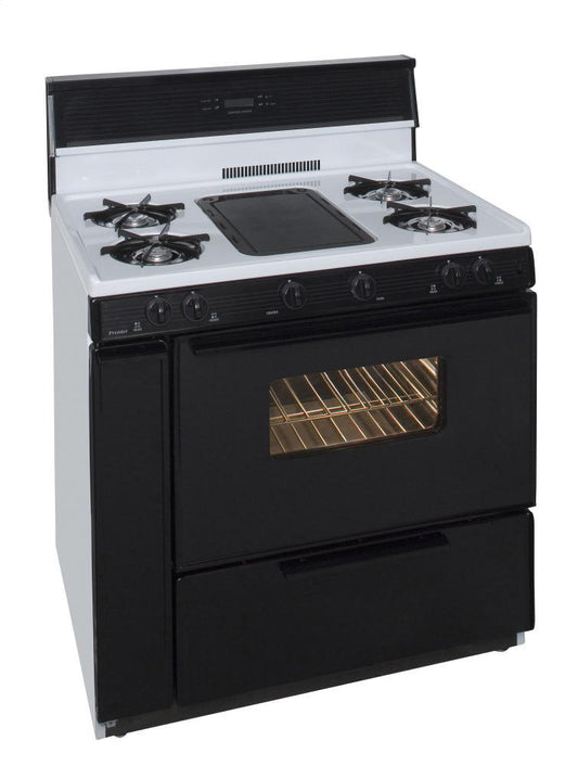Premier SLK849WP0 36 in. Freestanding Gas Range with 5th Burner and Griddle Package in White